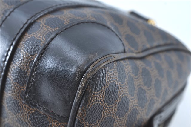 Authentic CELINE Macadam Blason Pattern Hand Boston Bag PVC Leather Black D5080