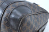 Authentic CELINE Macadam Blason Pattern Hand Boston Bag PVC Leather Black D5080