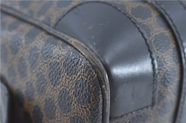 Authentic CELINE Macadam Blason Pattern Hand Boston Bag PVC Leather Black D5080
