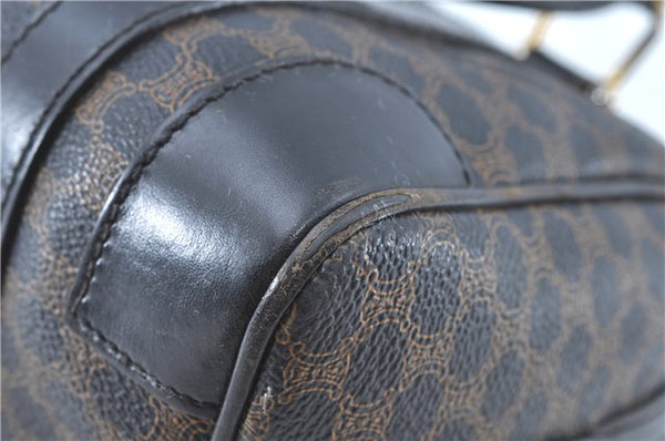 Authentic CELINE Macadam Blason Pattern Hand Boston Bag PVC Leather Black D5080