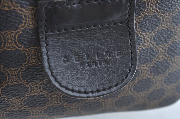 Authentic CELINE Macadam Blason Pattern Hand Boston Bag PVC Leather Black D5080