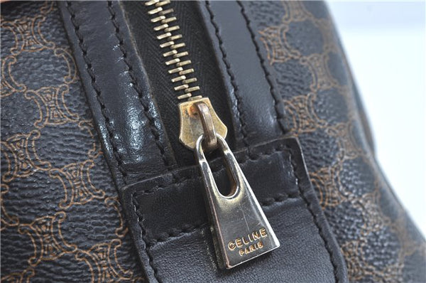 Authentic CELINE Macadam Blason Pattern Hand Boston Bag PVC Leather Black D5080