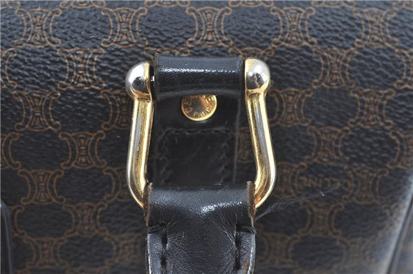 Authentic CELINE Macadam Blason Pattern Hand Boston Bag PVC Leather Black D5080