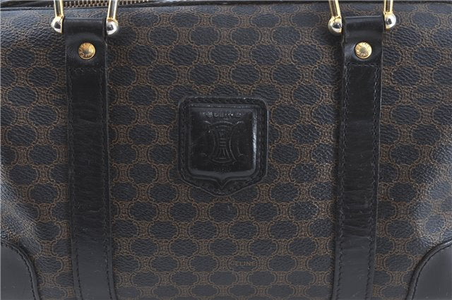 Authentic CELINE Macadam Blason Pattern Hand Boston Bag PVC Leather Black D5080