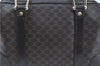 Authentic CELINE Macadam Blason Pattern Hand Boston Bag PVC Leather Black D5080
