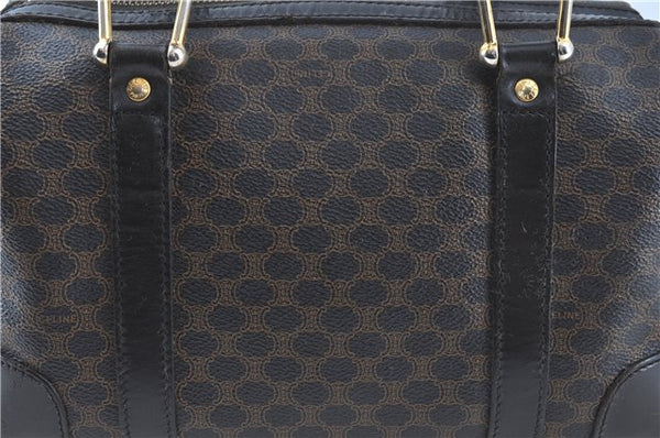 Authentic CELINE Macadam Blason Pattern Hand Boston Bag PVC Leather Black D5080