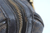 Authentic CELINE Macadam Blason Pattern Hand Boston Bag PVC Leather Black D5080