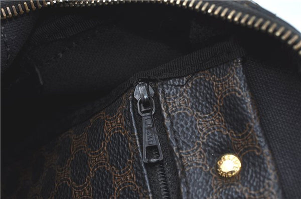 Authentic CELINE Macadam Blason Pattern Hand Boston Bag PVC Leather Black D5080