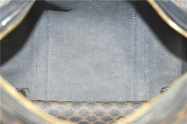 Authentic CELINE Macadam Blason Pattern Hand Boston Bag PVC Leather Black D5080
