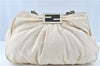 Auth FENDI Zucca Mamma Baguette Chain Shoulder Bag Nylon Leather Ivory E5436