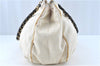 Auth FENDI Zucca Mamma Baguette Chain Shoulder Bag Nylon Leather Ivory E5436