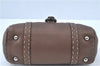 Authentic FENDI Selleria Linda Hand Bag Purse Leather Brown F0393