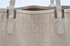 Authentic FENDI Zucchino Tote Hand Bag Canvas Leather White Beige F7384