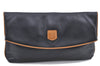 Authentic CELINE Macadam Blason Pattern Clutch Bag Purse Leather Black F9282