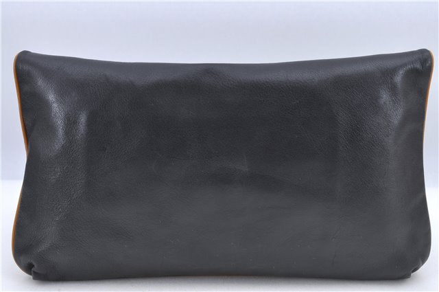 Authentic CELINE Macadam Blason Pattern Clutch Bag Purse Leather Black F9282