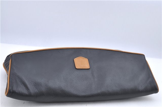 Authentic CELINE Macadam Blason Pattern Clutch Bag Purse Leather Black F9282