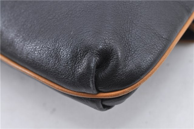 Authentic CELINE Macadam Blason Pattern Clutch Bag Purse Leather Black F9282