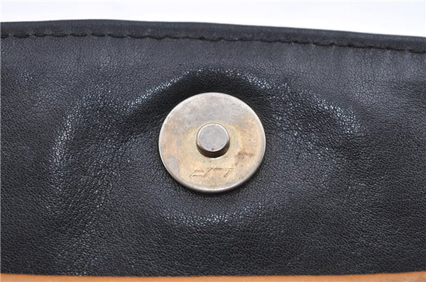 Authentic CELINE Macadam Blason Pattern Clutch Bag Purse Leather Black F9282