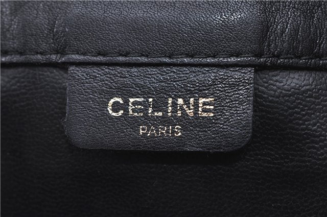 Authentic CELINE Macadam Blason Pattern Clutch Bag Purse Leather Black F9282