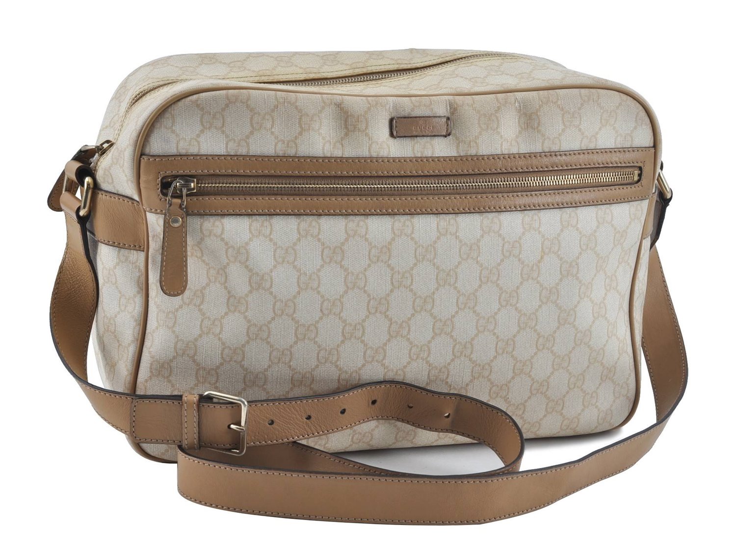 Authentic GUCCI Shoulder Cross Body Bag GG PVC Leather 211107 Ivory Beige F9729