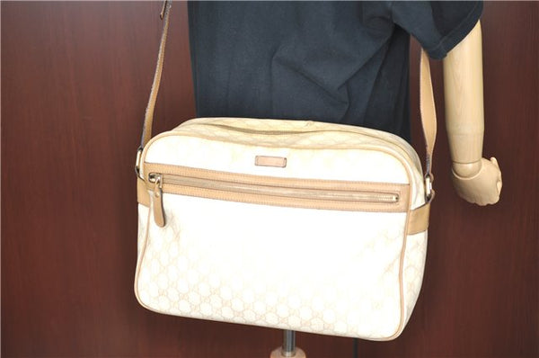 Authentic GUCCI Shoulder Cross Body Bag GG PVC Leather 211107 Ivory Beige F9729