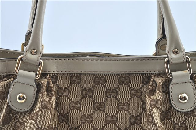 Authentic GUCCI Sukey Shoulder Tote Bag GG Canvas Leather 296835 Brown G0664