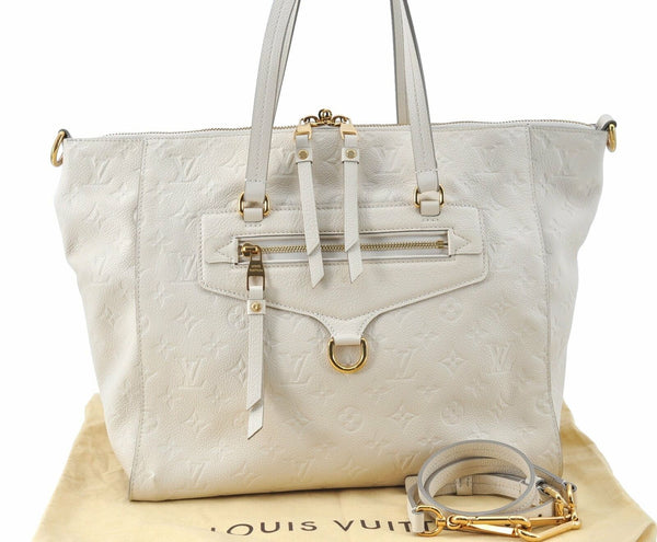 Auth LOUIS VUITTON Monogram Empreinte Lumineuse PM Tote Bag M93411 White G0733