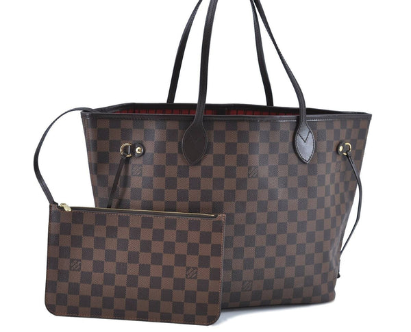 Authentic LOUIS VUITTON Damier Neverfull MM Tote Bag N51105 LV G1127