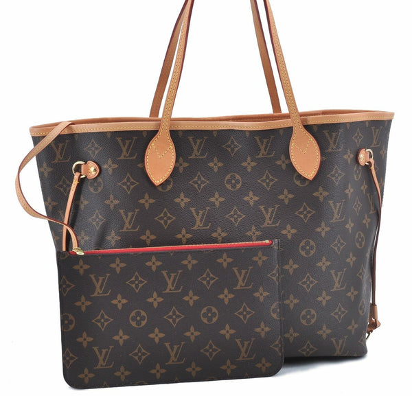 Authentic LOUIS VUITTON Monogram Neverfull MM Tote Bag M41177 LV G1129