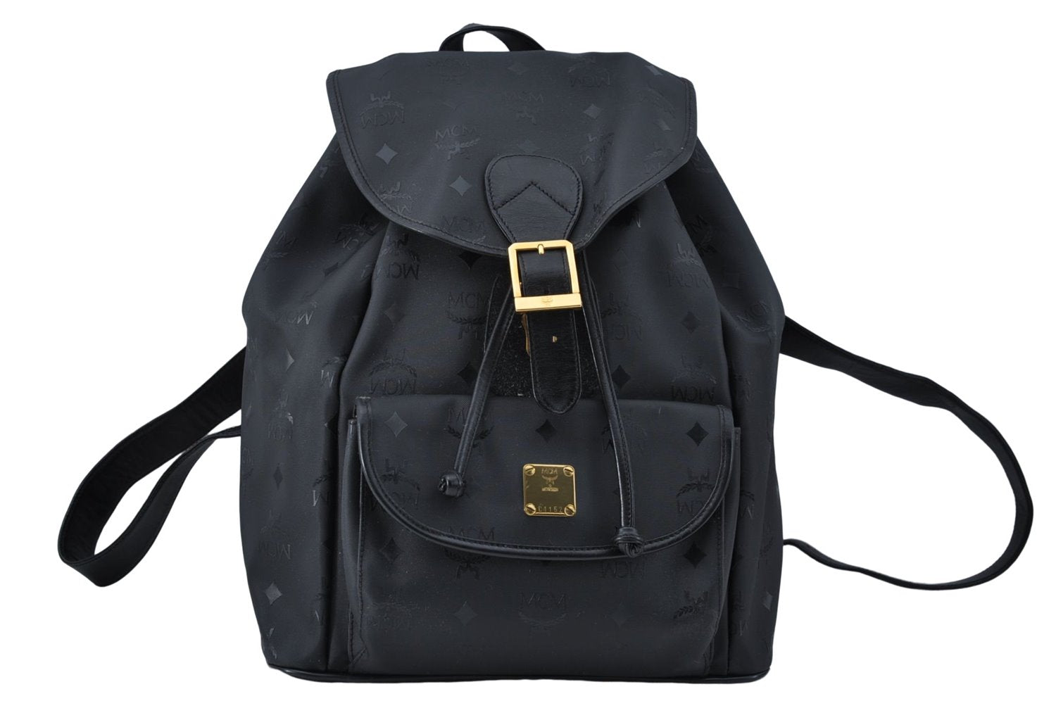 Authentic MCM PVC Leather Backpack Black G1224