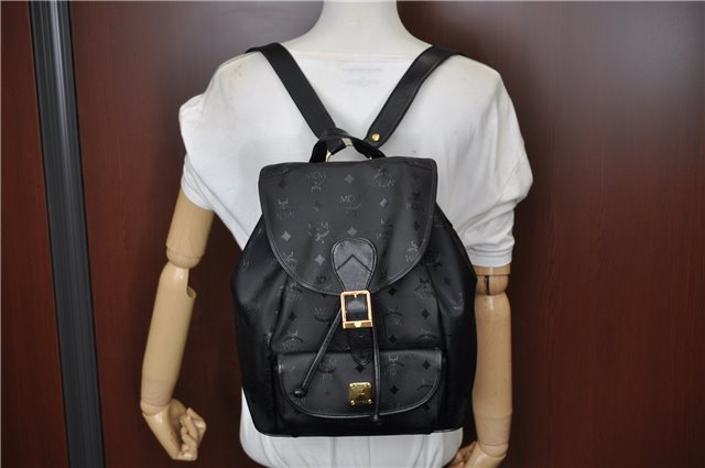 Authentic MCM PVC Leather Backpack Black G1224