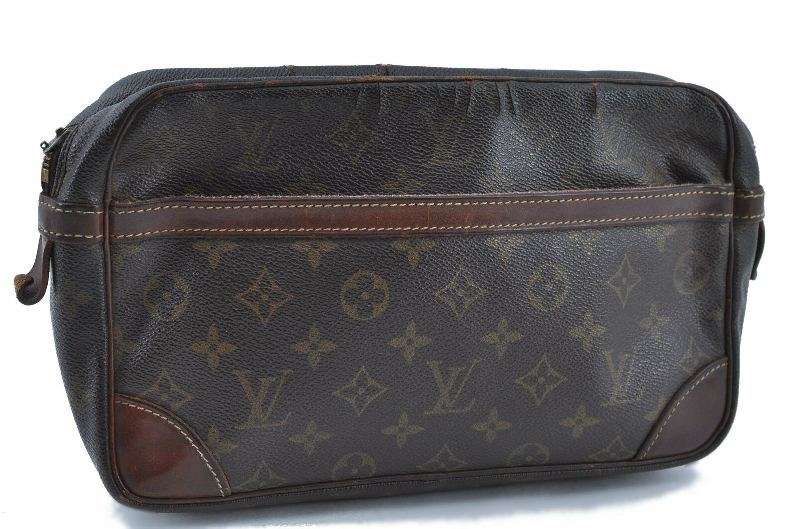 Authentic LOUIS VUITTON Monogram Compiegne 28 Clutch Hand Bag M51845 Junk G1692