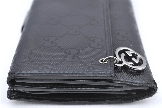 Authentic GUCCI GG Imprime Long Wallet Purse GG PVC Leather 212104 Black G1776