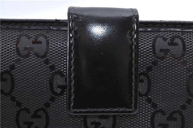 Authentic GUCCI GG Imprime Long Wallet Purse GG PVC Leather 212104 Black G1776