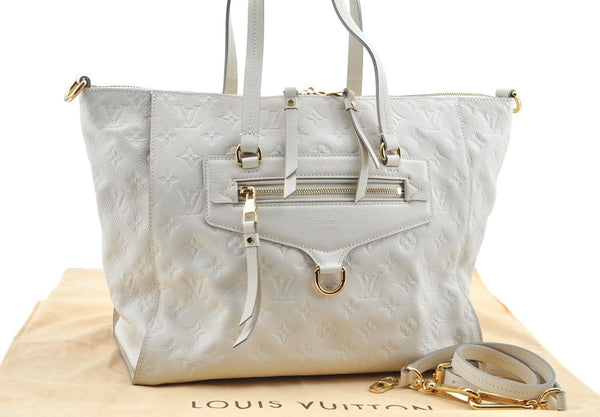 LOUIS VUITTON Monogram Empreinte Lumineuse PM 2Way Tote Bag M93411 White G1856