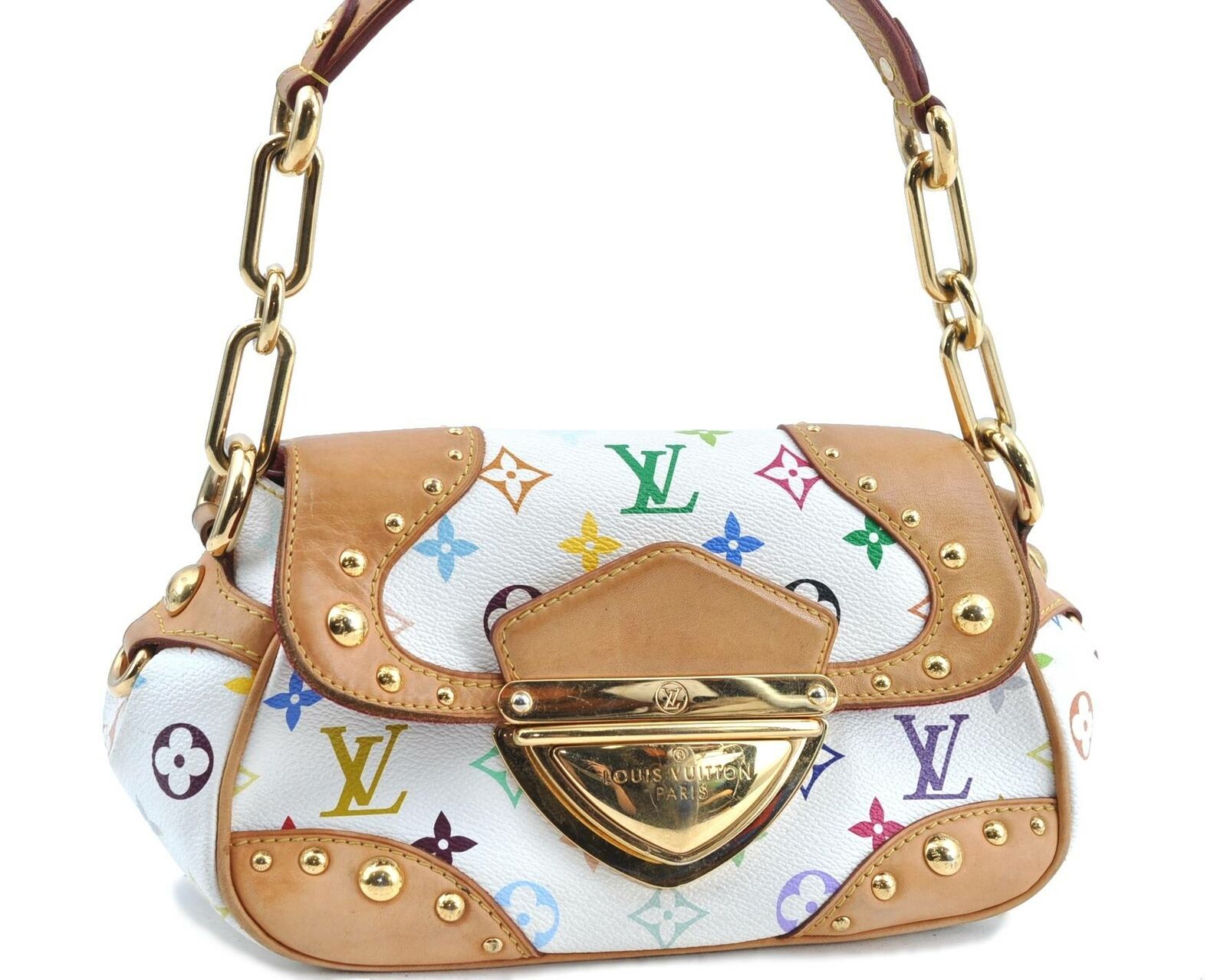 Auth LOUIS VUITTON Monogram Multicolor Marilyn Shoulder Bag M40127 White G2082