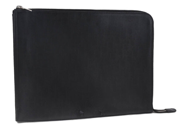 Authentic Christian Dior Trotter Clutch Bag Pouch PVC Black G2218