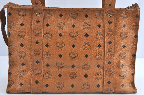 Authentic MCM Visetos Leather Vintage Shoulder Tote Bag Brown Black G2348