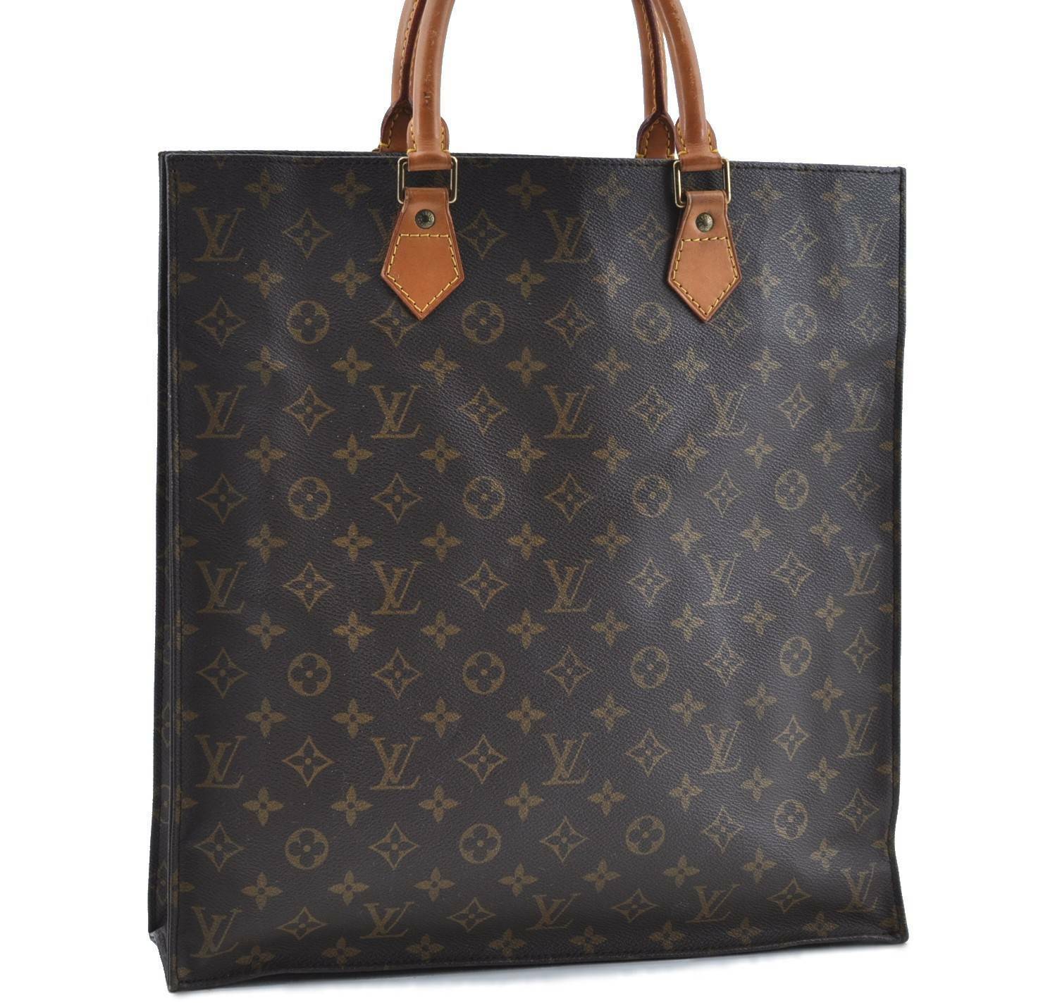 Authentic LOUIS VUITTON Monogram Sac Plat Hand Bag M51140 LV G2536