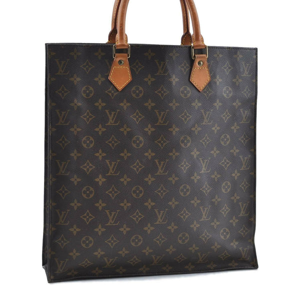 Authentic LOUIS VUITTON Monogram Sac Plat Hand Bag M51140 LV G2536