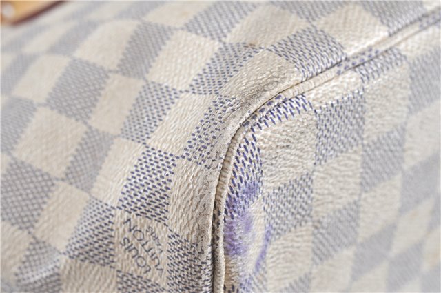 Authentic Louis Vuitton Damier Azur Neverfull PM Tote Bag N51110 LV G2571