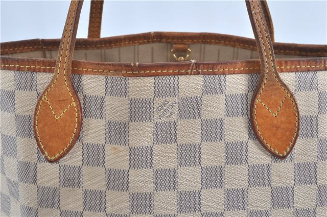 Authentic Louis Vuitton Damier Azur Neverfull PM Tote Bag N51110 LV G2571