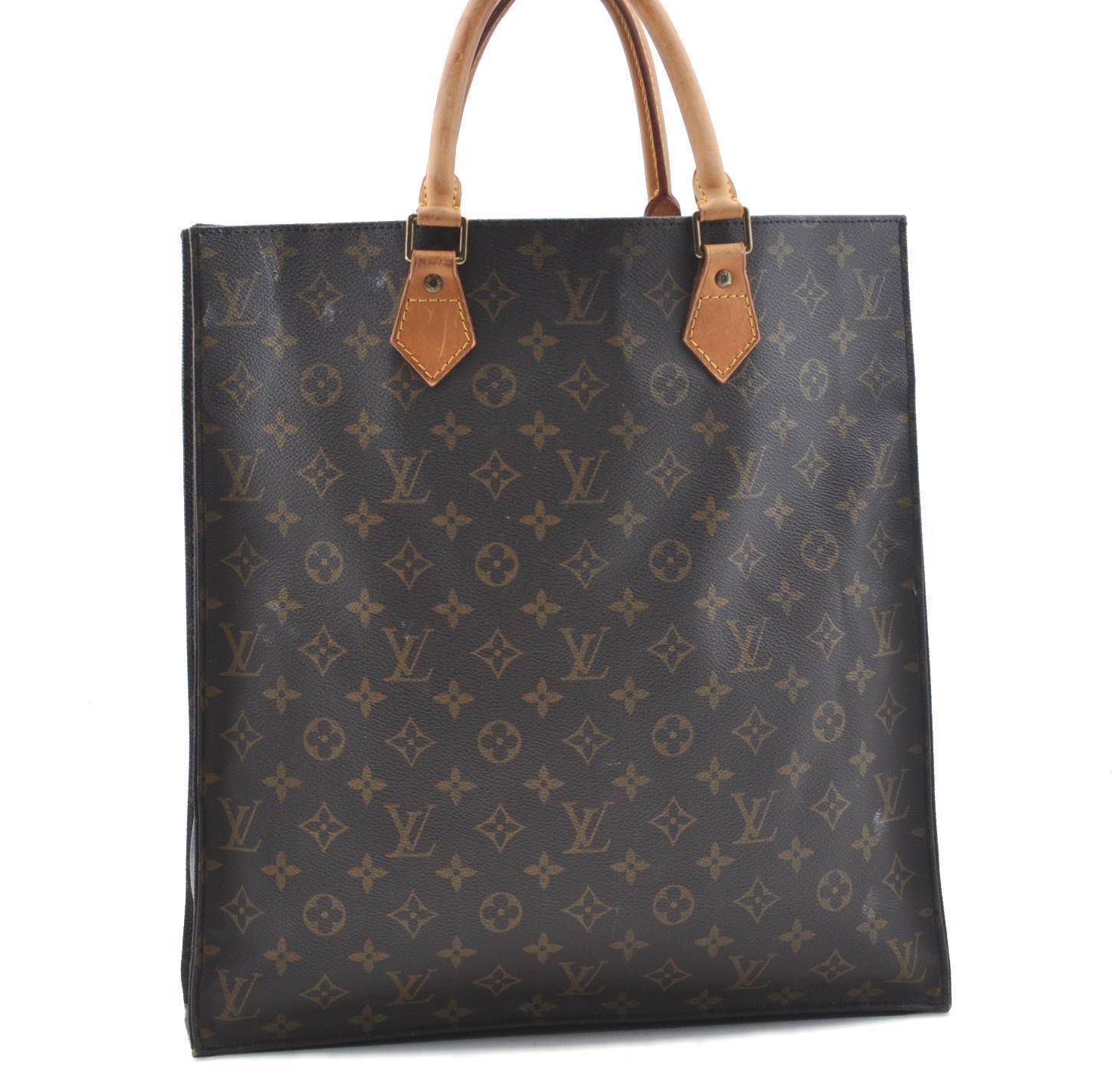 Authentic LOUIS VUITTON Monogram Sac Plat Hand Bag M51140 LV G3022