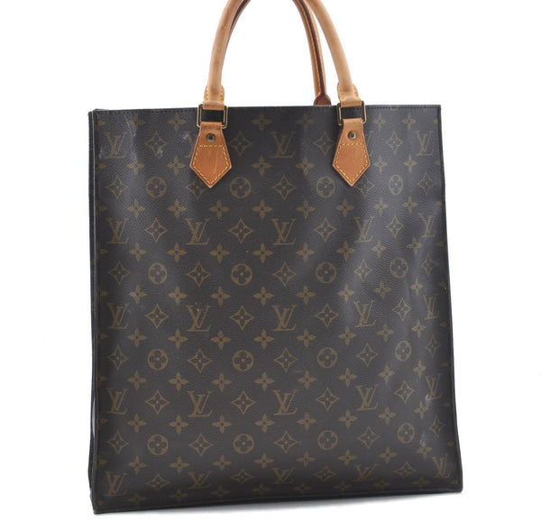 Authentic LOUIS VUITTON Monogram Sac Plat Hand Bag M51140 LV G3022