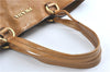 Authentic PRADA Enamel Shoulder Tote Bag Purse BR4059 Brown G3058