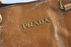 Authentic PRADA Enamel Shoulder Tote Bag Purse BR4059 Brown G3058