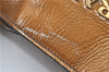 Authentic PRADA Enamel Shoulder Tote Bag Purse BR4059 Brown G3058
