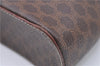 Authentic CELINE Macadam Blason Vanity Hand Bag Pouch PVC Leather Brown G3421