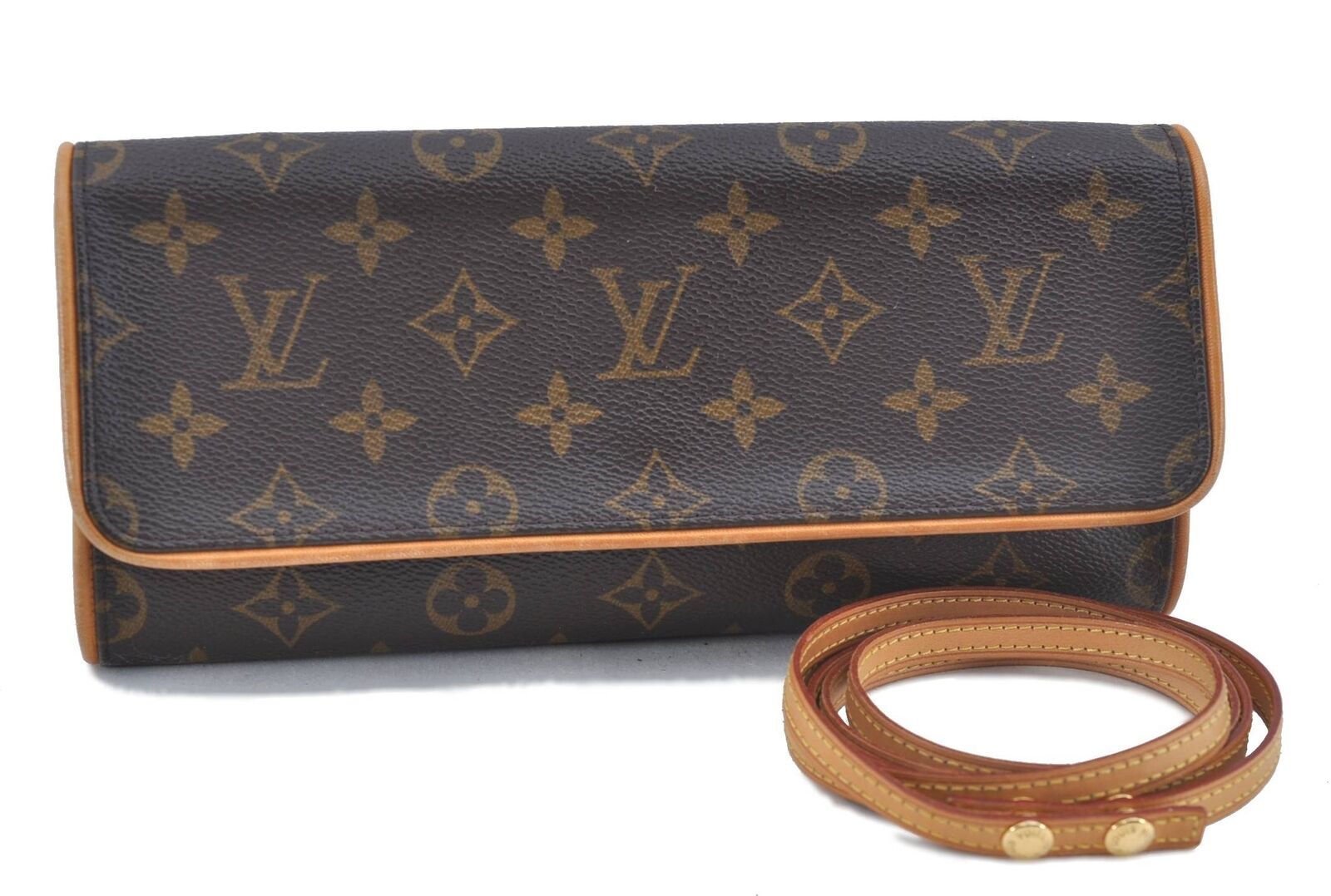 Authentic LOUIS VUITTON Monogram Pochette Twin GM Shoulder Pouch M51852 LV G3687