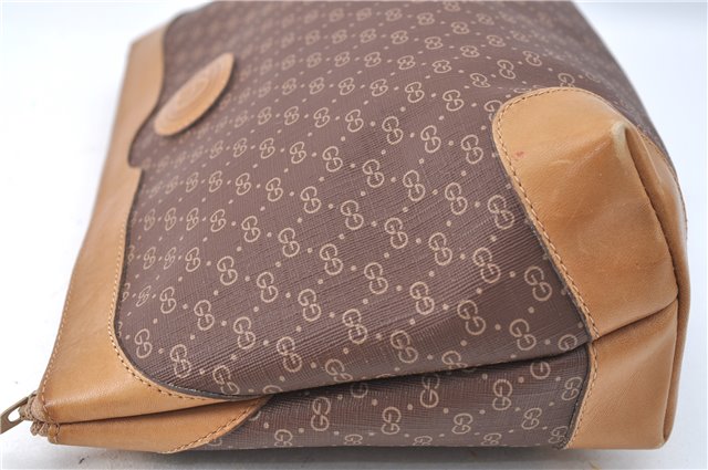 Authentic GUCCI Micro GG PVC Leather Clutch Hand Bag Purse Brown G4192